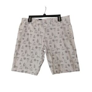 Rugby University Mens Size 34 White Nautical Sailboat Print Stretch Casual